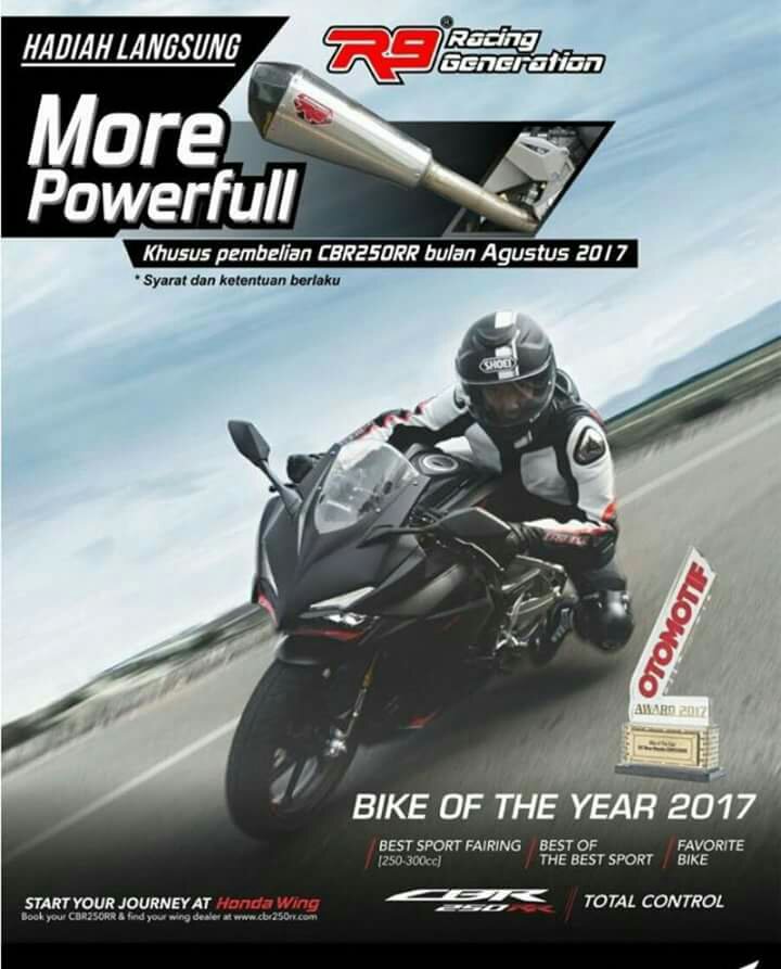 Hot Promo! Gratis Knalpot R9 Setiap Pembelian All New Honda CBR250RR Periode Bulan Agustus&nbsp;2017
